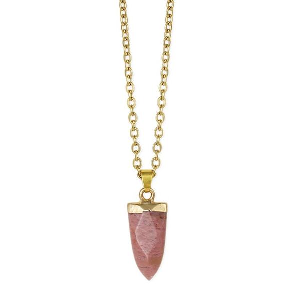 ZAD Jewelry - Facet Pink Stone Arrow Gold Necklace